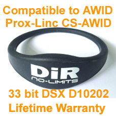 Proximity Wristband for AWID 125KHz 33bit DSX D10202 Compatible with KT-AWID